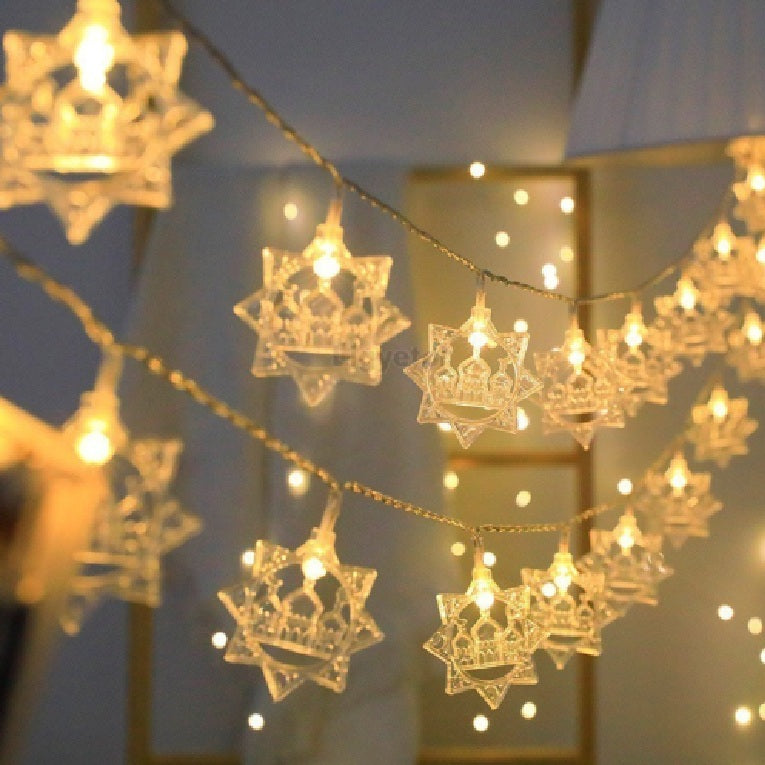 Ramadan String Lights Moon Star Castle Lantern Design LED