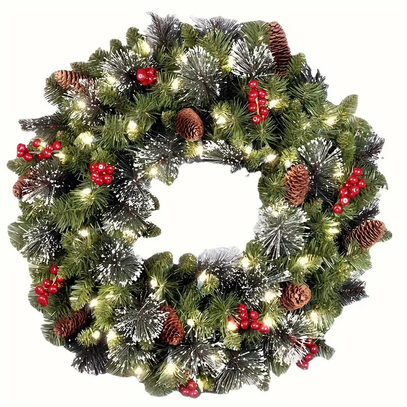 Christmas Pre-Lit Door Wreath 40cm