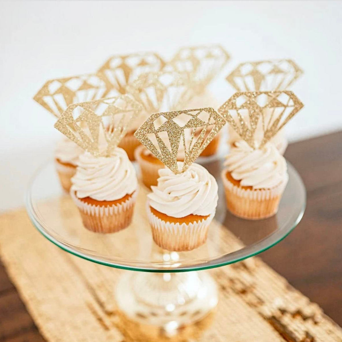 Glittery Gold Diamond Donut Toppers