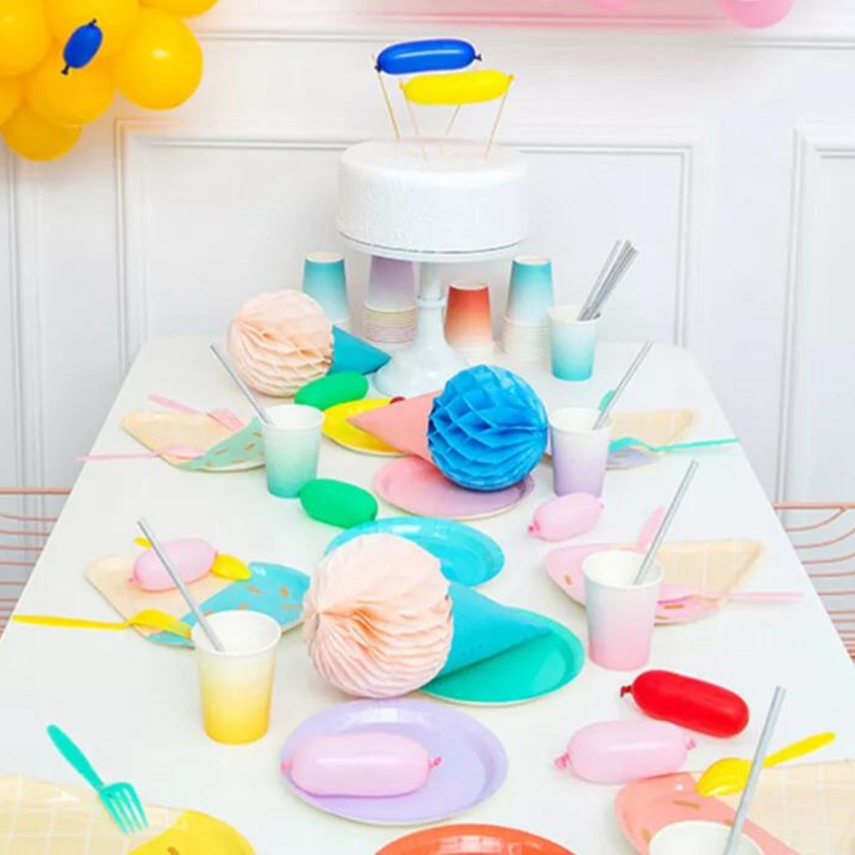 Ice Cream Theme Birthday Party Ombre Cups Set (Orange)