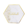 Load image into Gallery viewer, White Marble Pattern with Gold Stripe 10 Inch Paper Plates Set
