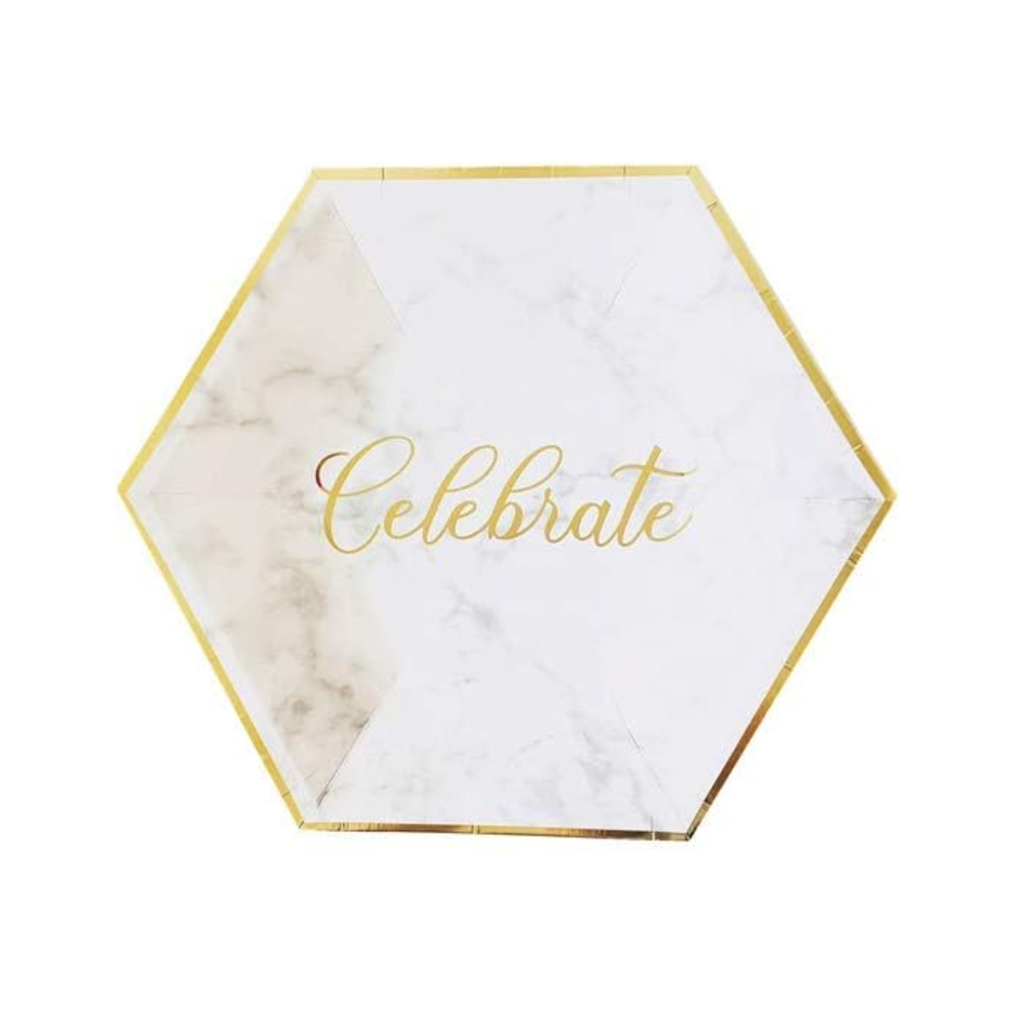 White Marble Pattern with Gold Stripe 10 Inch Paper Plates Set