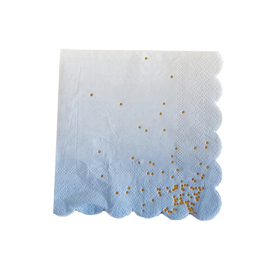 Blue Ombre with Gold Foil Dots Paper Napkins Set