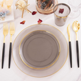 Load image into Gallery viewer, Elegant Black Dinnerware with Gold Rim Set
