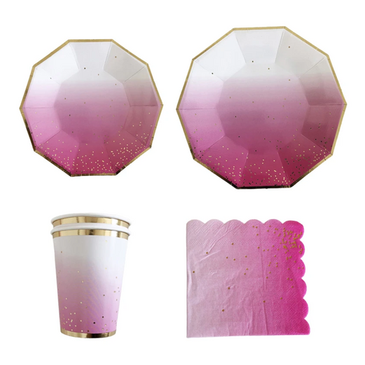 Pink Ombre with Gold Foil Dots Tableware Set