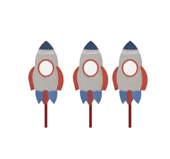 Spaceship Theme Cake Toppers
