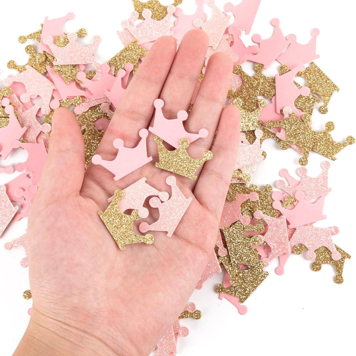 Gold & Pink Crown Confetti for Princess Birthday Party