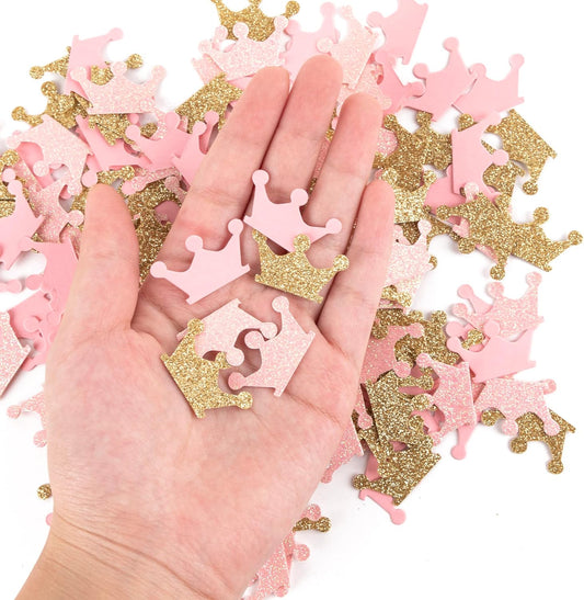 Gold & Pink Crown Confetti for Princess Birthday Party