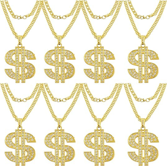 Gold Plated Chain Dollar Necklace and Ring Set