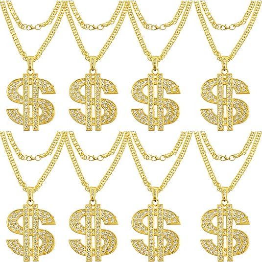 Gold Plated Chain Dollar Necklace and Ring Set