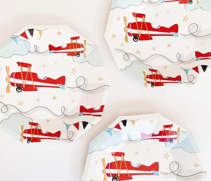 Red Airplane Theme 9 Inch Paper Plates