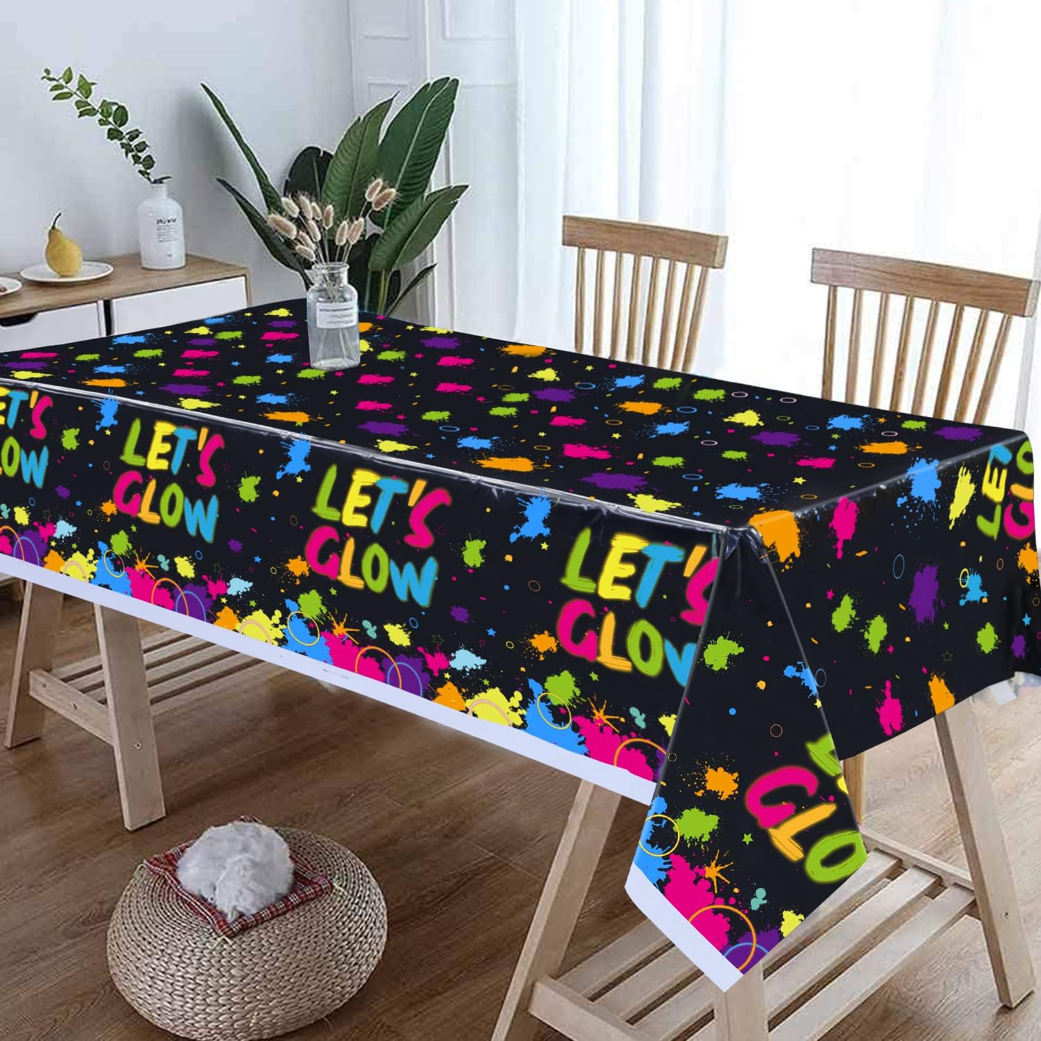 Glow Neon Theme Party Tablecloth