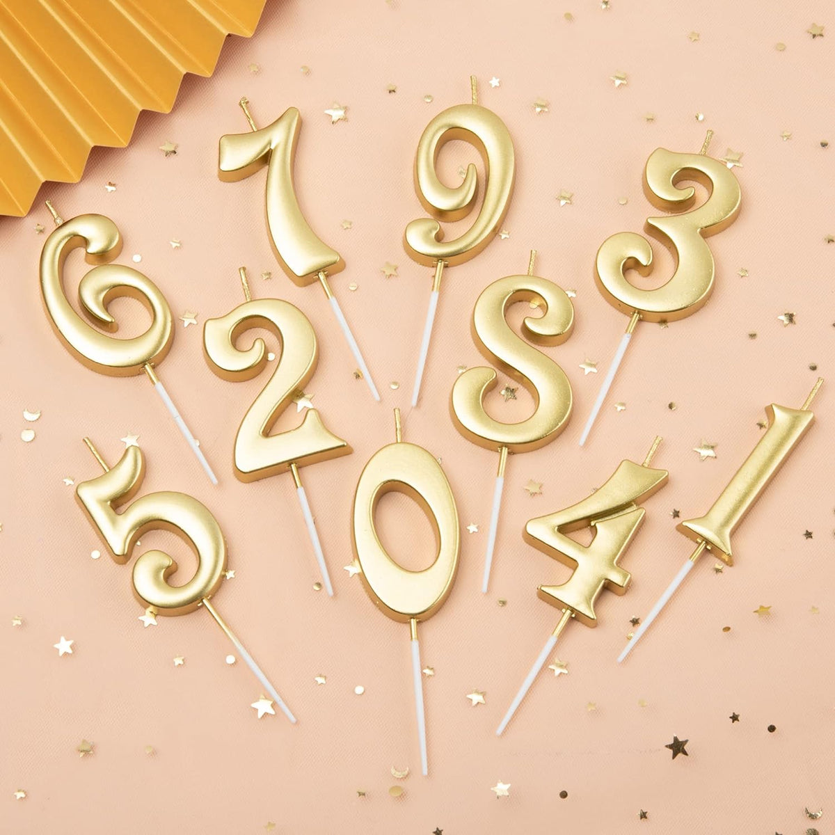 Gold 0-9 Number Candles Font