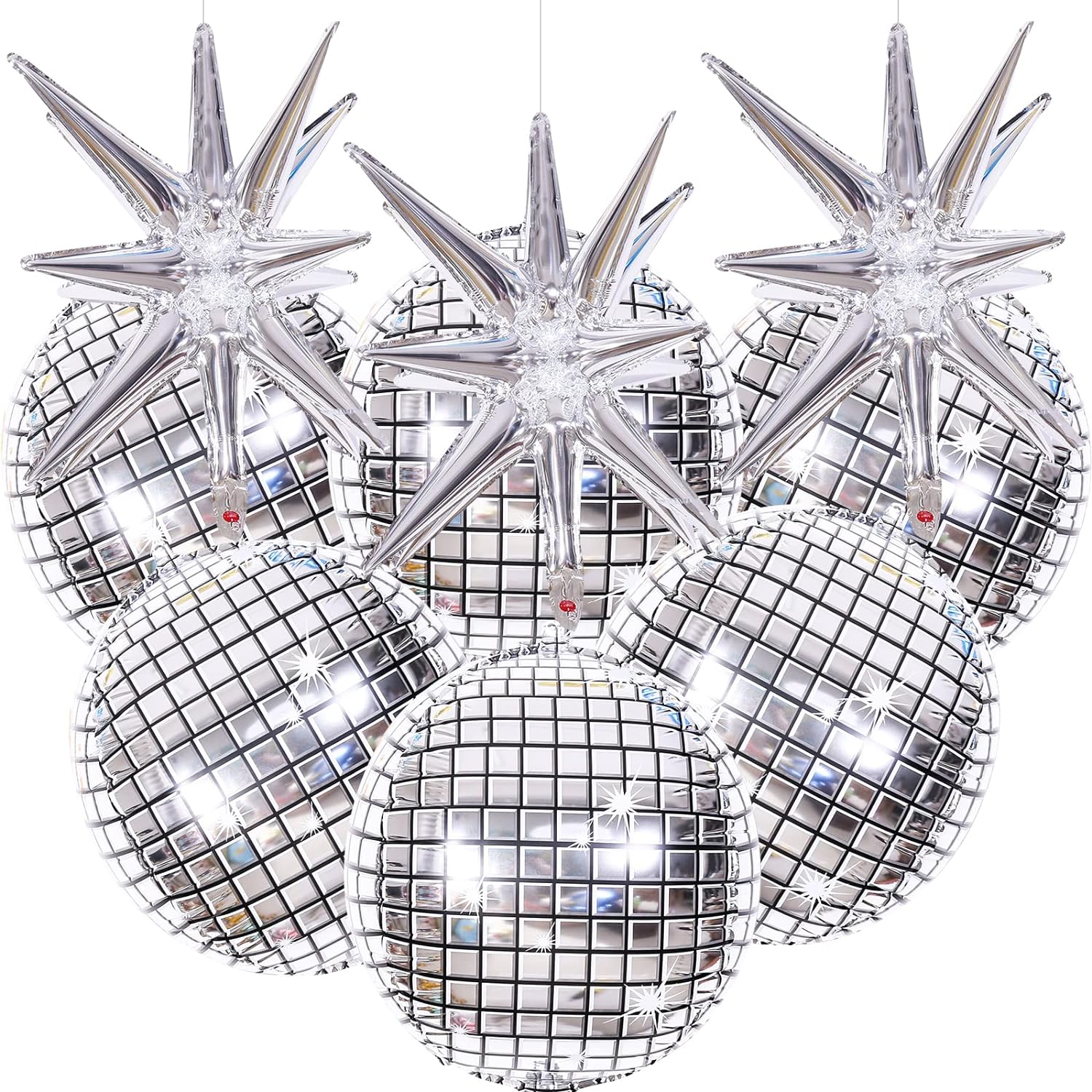 Giant Silver Disco Ball Balloon Set