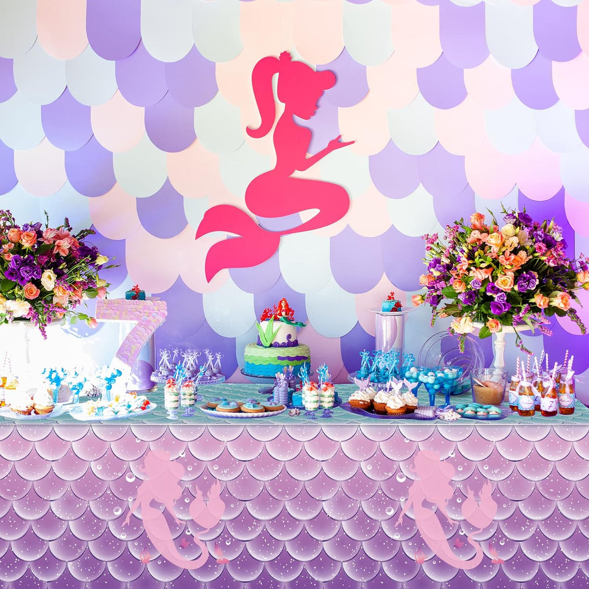 Mermaid Theme Party Table Covers Set
