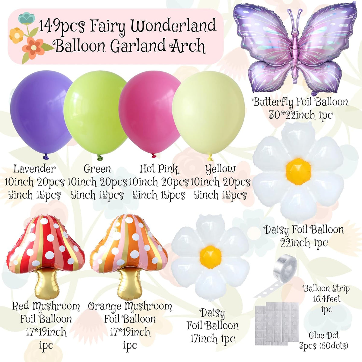 Woodland Floral themed Balloon Arch Kit (Non-Inflated)