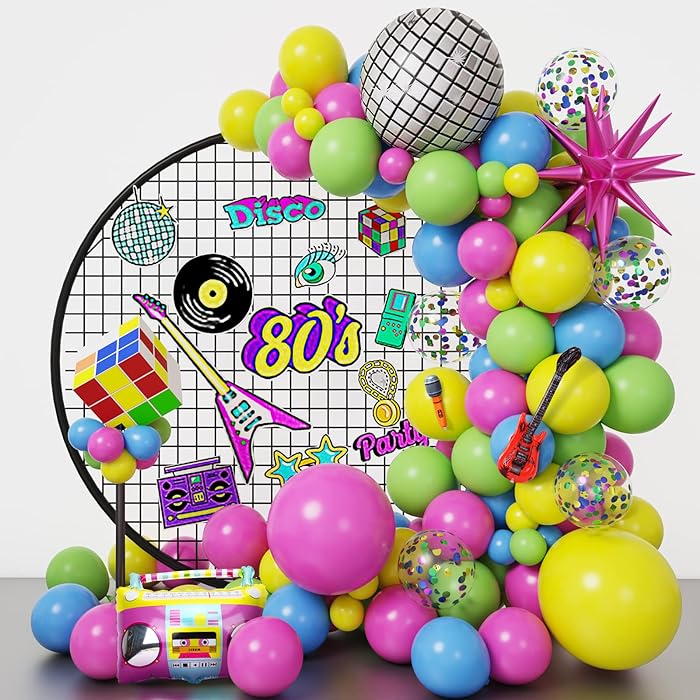 80s 90s Disco-Themed Party Balloon Arch