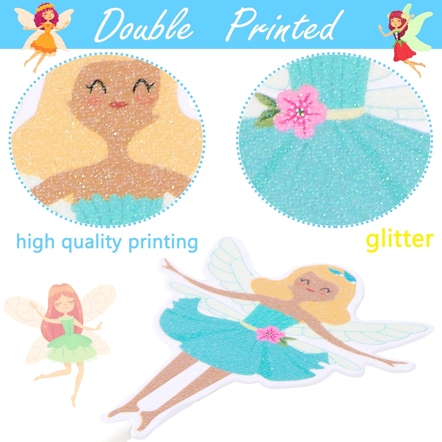 Fairy Theme Party Cupcake Toppers Set