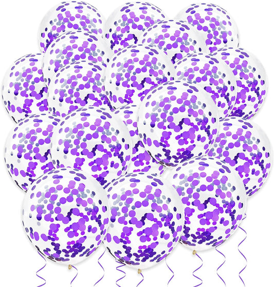 12 Inch Confetti Balloons (Purple)