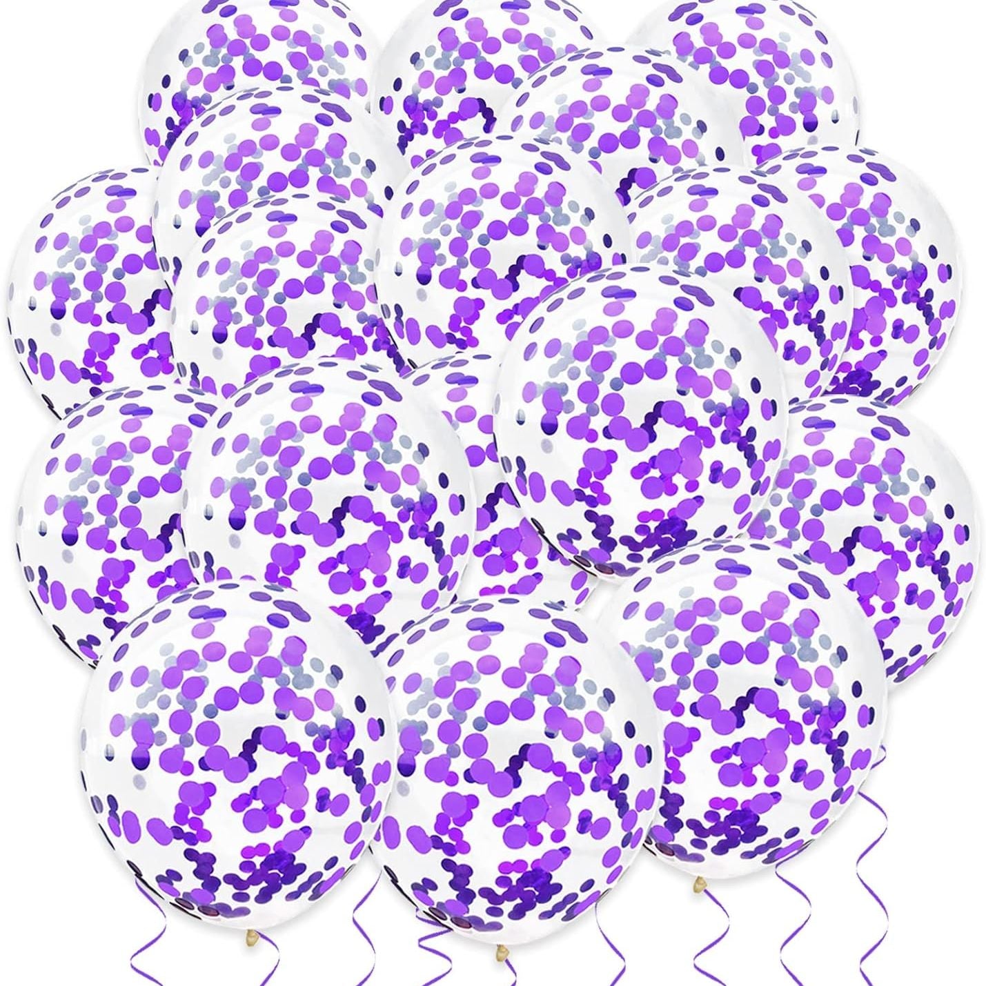 Helium 12 Inch Confetti Balloons (Purple)
