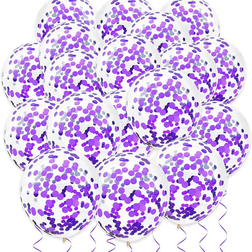 Helium 12 Inch Confetti Balloons (Purple)