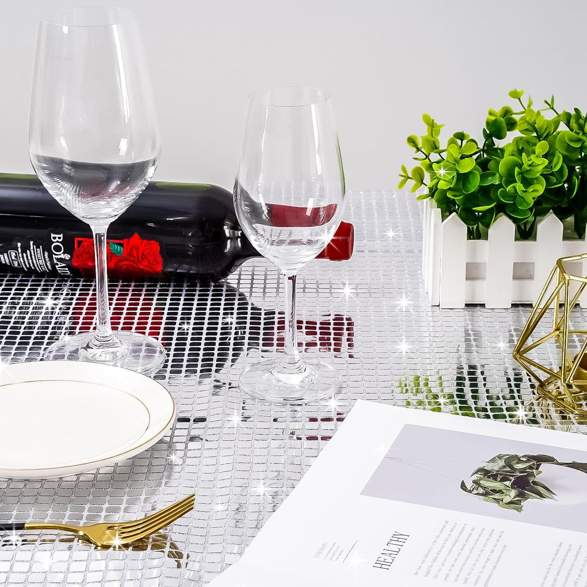 Disco Silver Glittering Tablecloth