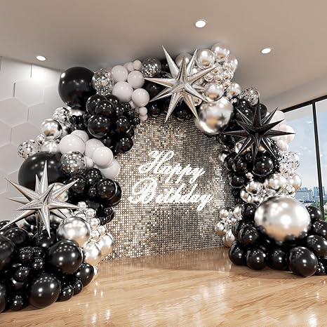 Black & Silver Balloon Garland