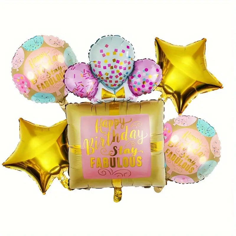 Happy Birthday Stay Fabulous Foil Balloons Set