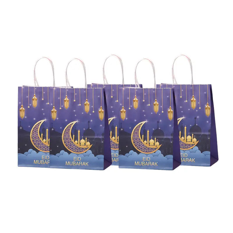 5-Pack Eid Kraft Paper Gift Bags (27 CM * 21 CM)