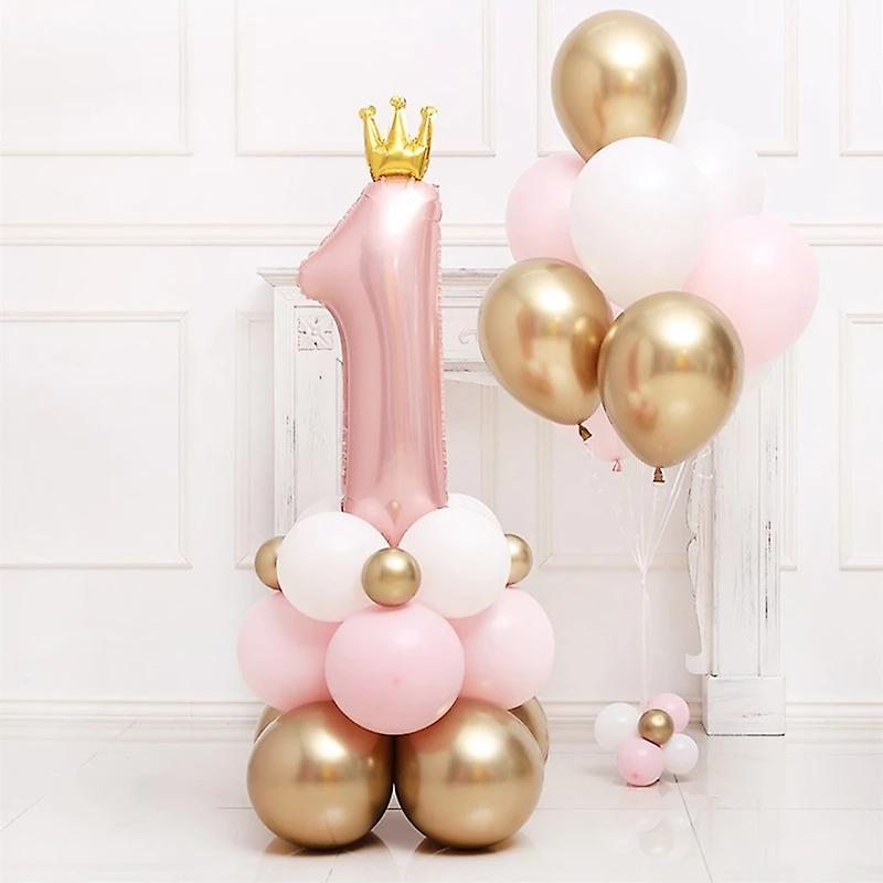 1st Birthday Pink Number Balloons Decoration Set