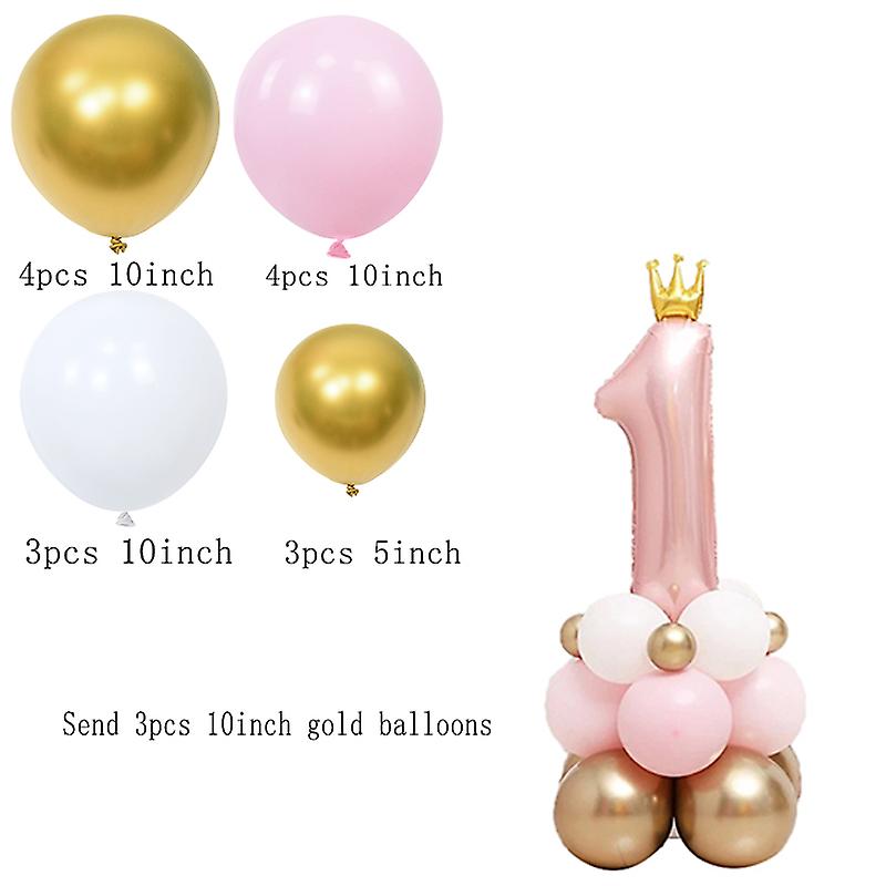 1st Birthday Pink Number Balloons Decoration Set