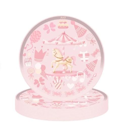 Enchanted Carousel Round Theme 9 Inch Paper Plate