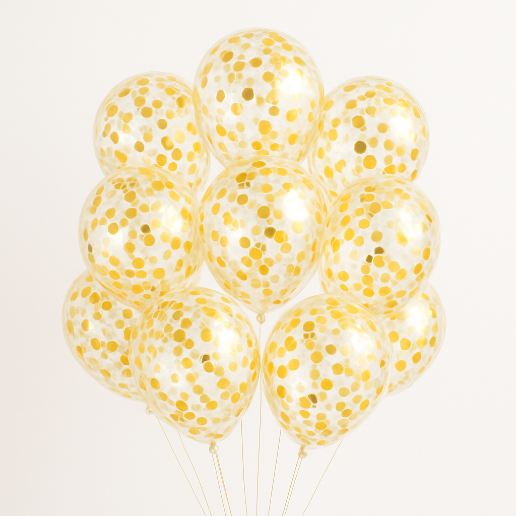Gold Confetti Helium Balloon Bunch-15pcs