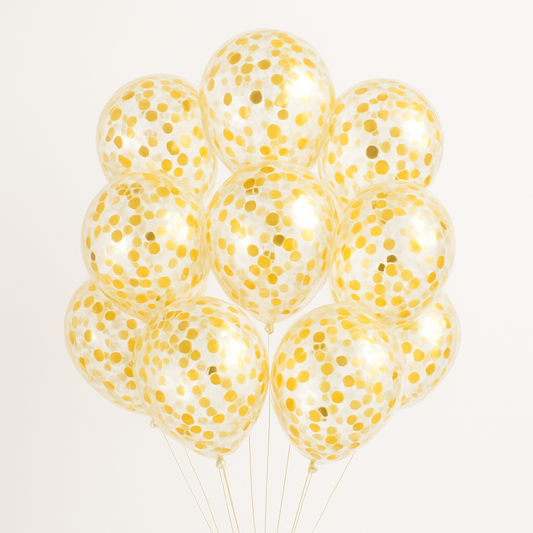Gold Confetti Helium Balloon Bunch-10pcs