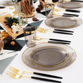 Load image into Gallery viewer, Elegant Black Dinnerware with Gold Rim Set
