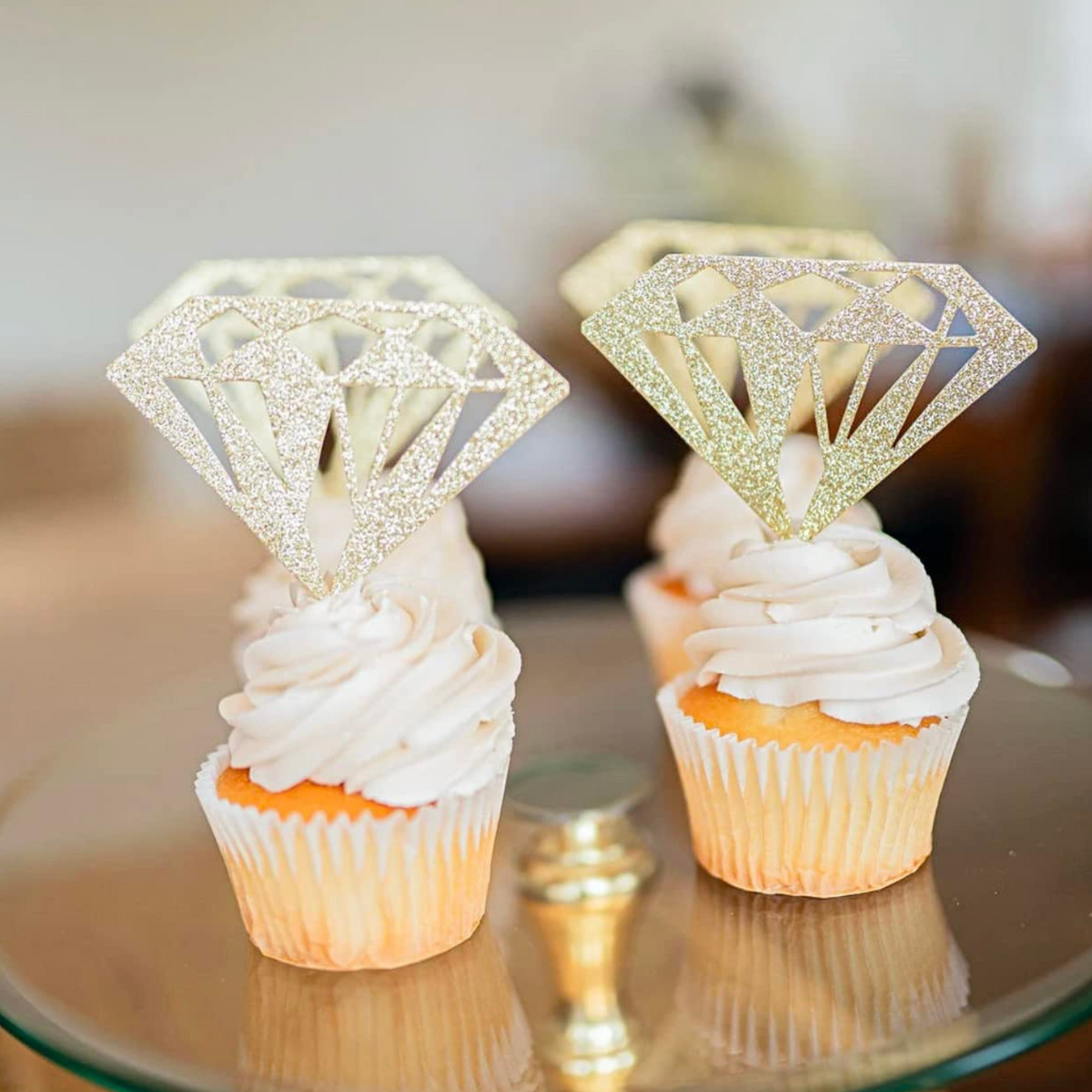 Glittery Gold Diamond Donut Toppers