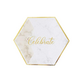 Load image into Gallery viewer, White Marble Pattern with Gold Stripe 8 Inch Paper Plates Set
