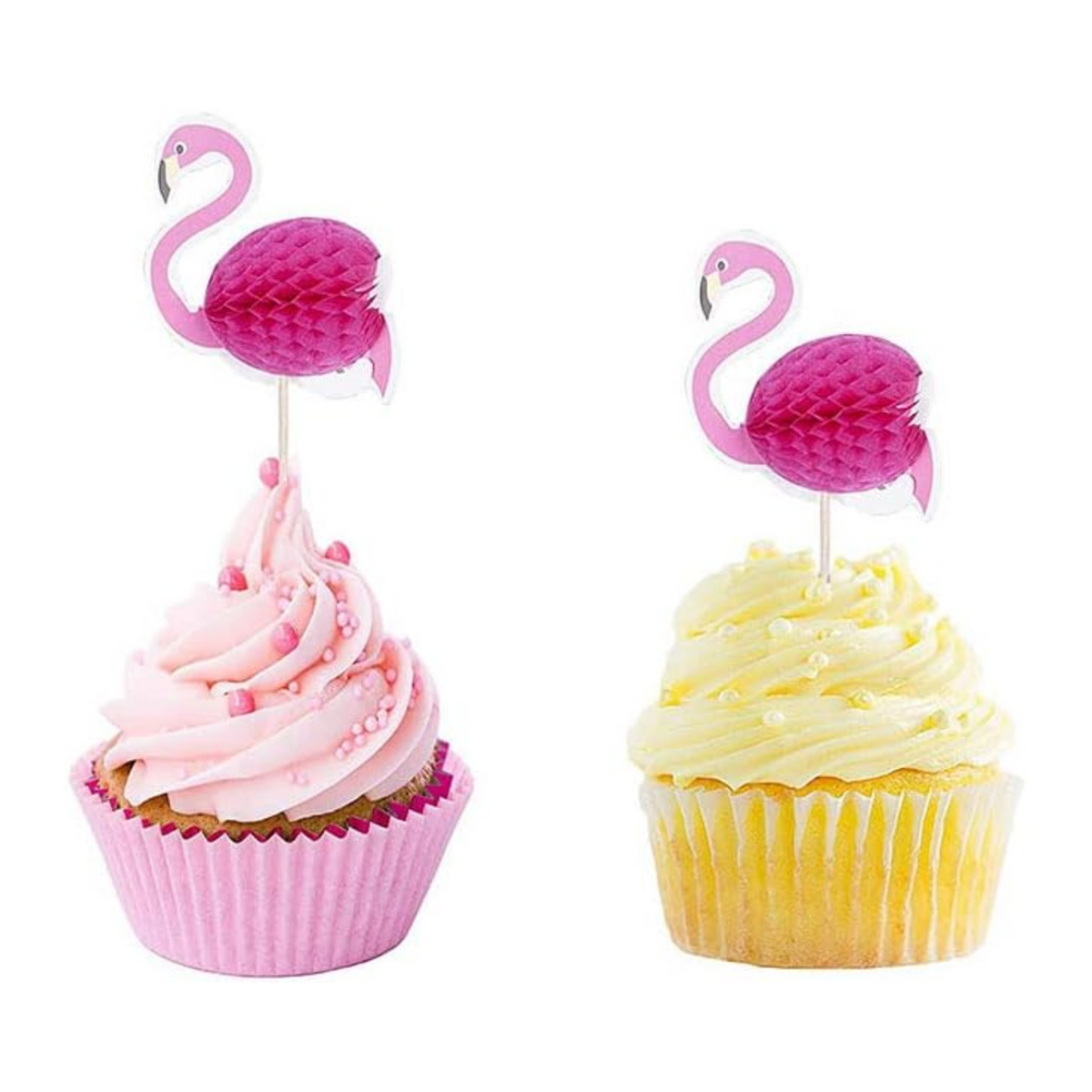 Flamingo Theme Party Cupcake Toppers Set