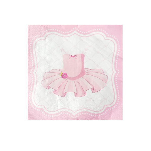 Pink Ballerina Theme Paper Napkins Set