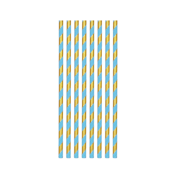 First Birthday Blue Decorations Paper Straws Set
