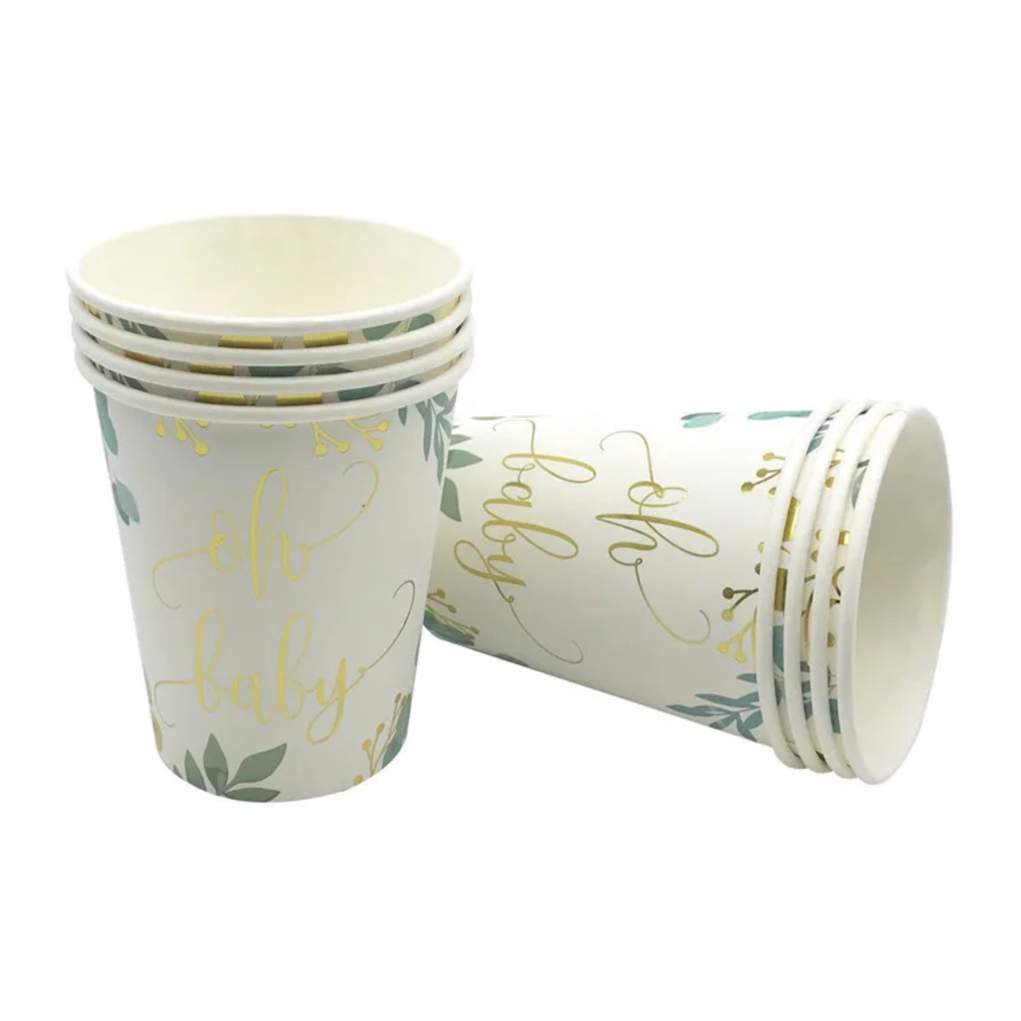 Gold Letter Oh Baby Paper Cups Set