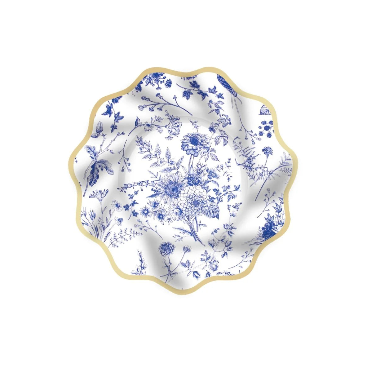 Blue Floral Flower 8.5 Inch Paper Plates