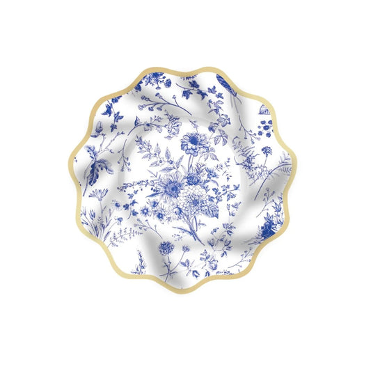 Blue Floral Flower 8.5 Inch Paper Plates