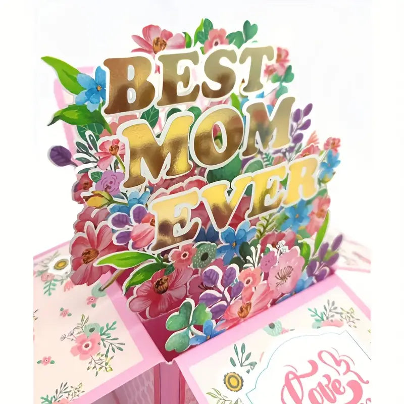 Mother's Day Card, Pop Up  3D Paper Flower Bouquet Greeting Card