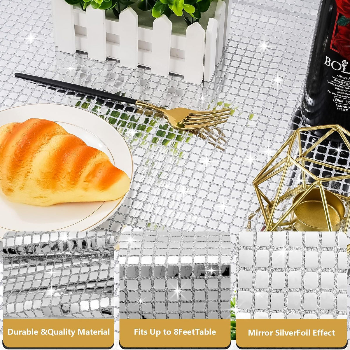 Disco Silver Glittering Tablecloth