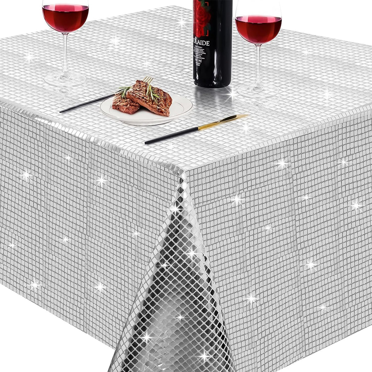 Silver Ribbon Tablecloth Disco Silver Glittering Tablecloth – Ribbontique