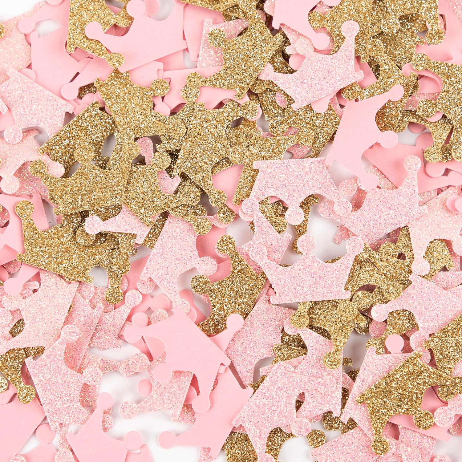 Gold & Pink Crown Confetti for Princess Birthday Party