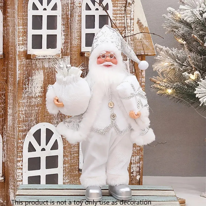 Christmas White Santa Clause Standing Figure