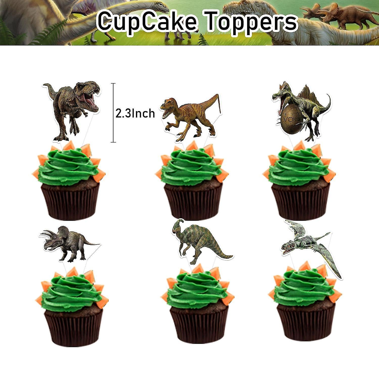 Dinosaur Theme Party Cup Cake Toppers Set