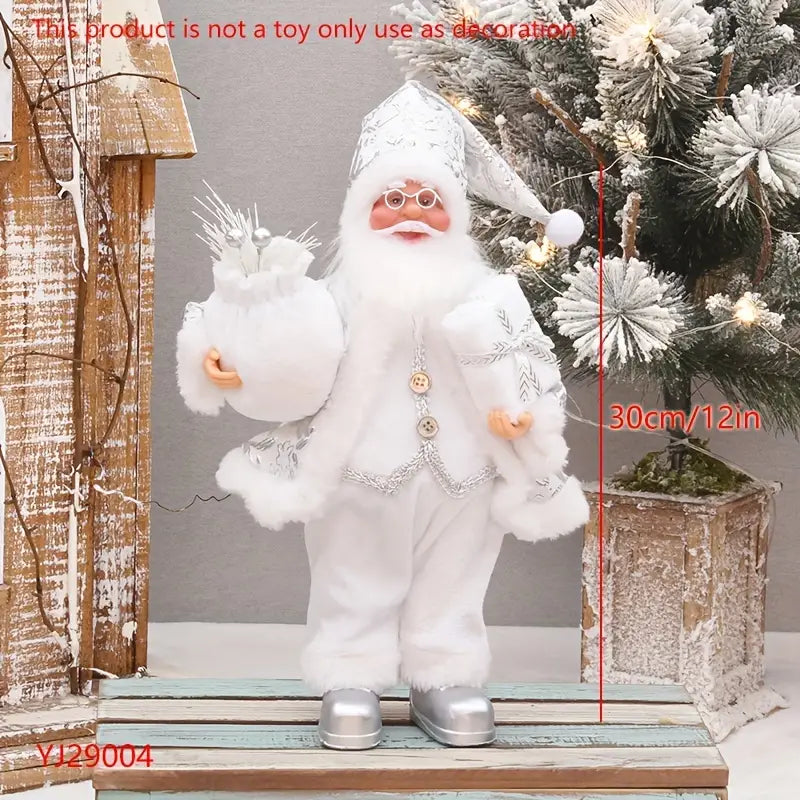 Christmas White Santa Clause Standing Figure